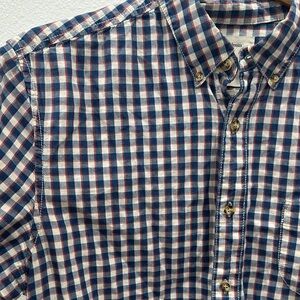 Life After Denim Bombfell Men's Checkered Shirt - Blue and Red plaid medium VGUC